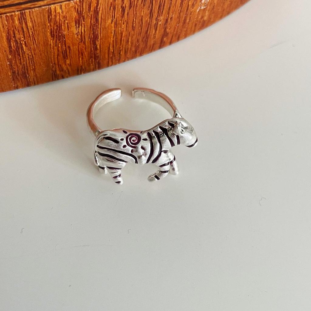 Bohemian Zebra Stripes Adjustable Ring & Earrings Set