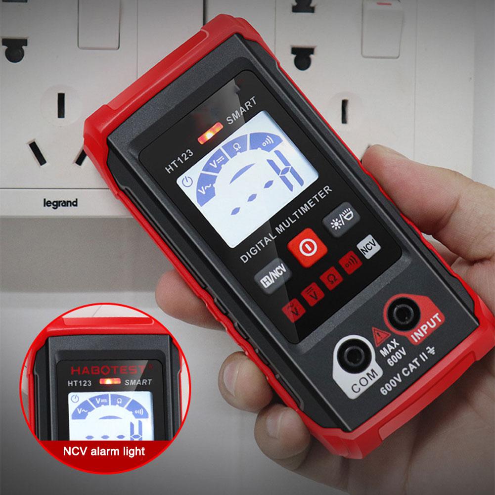 HT123 Smart Digital Multimeter AC/DC Voltage Resistance Continuity Measurement Tester NCV Multimeter with Backlight