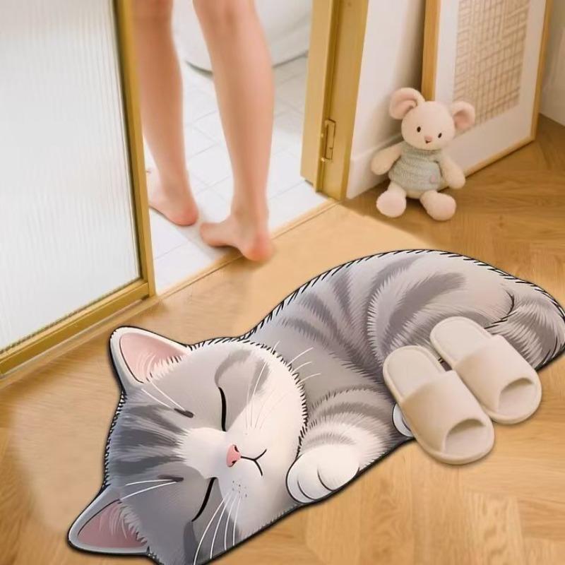 Cat Design Non-Slip Floor Mat for Living Room, Bathroom, and Kitchen
