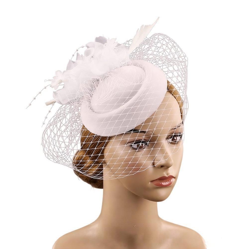Veil Fascinator Caps Mesh Ribbons Headress Fashion Fascinator  Wedding