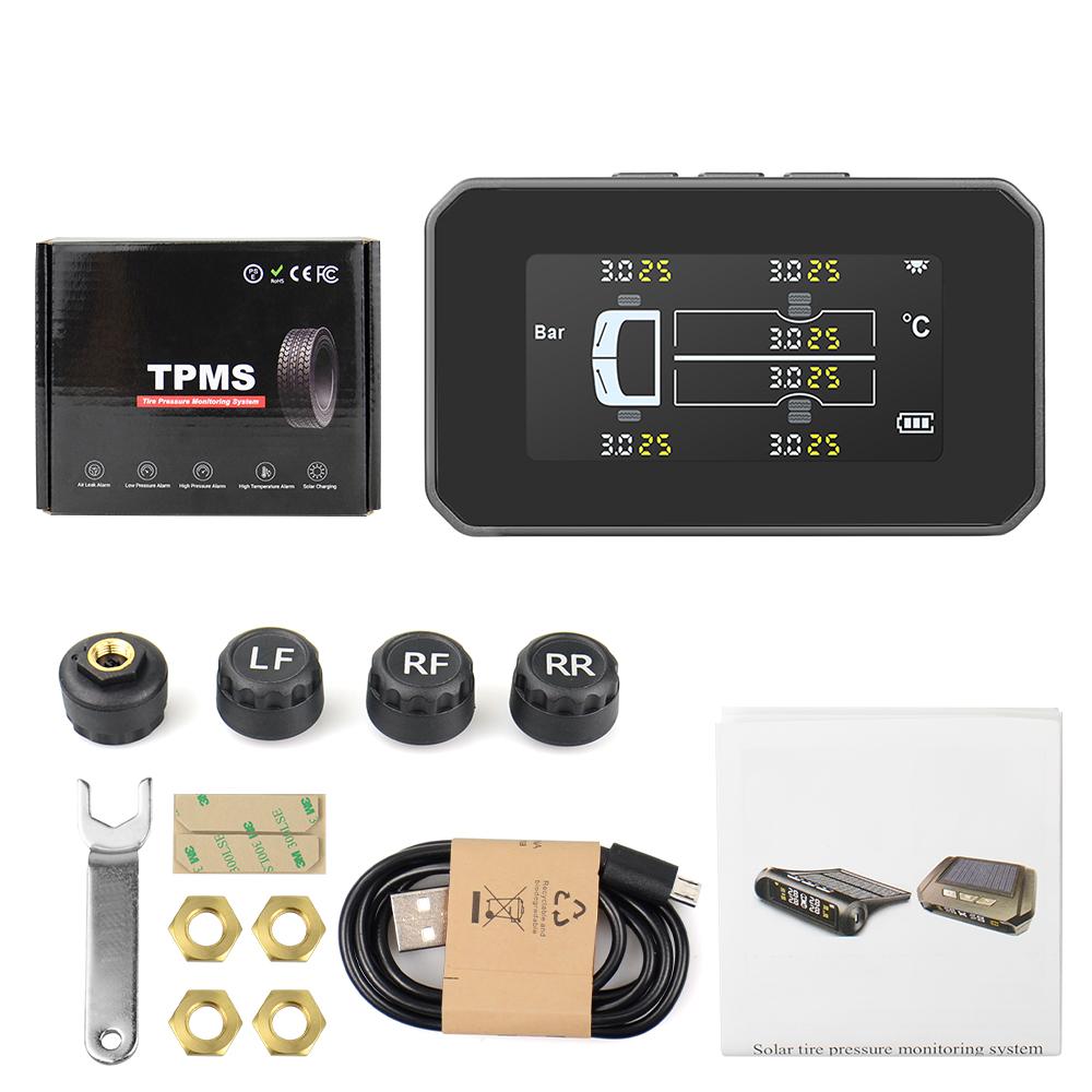 For Truck Car TPMS Tire Pressure Monitoring System  6PCS External Sensor LCD Color Screen Monitoring Tire Pressure Range 4 sensor external