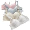 Girls floral underwear, women's small breasts gather without steel rings, close secondary breasts, anti-sagging student bra cover, cream blue