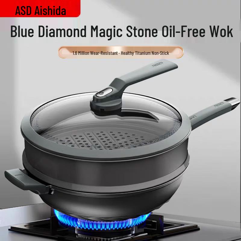 

ASD 30cm Blue Diamond Titanium Non-stick Smokeless Wok