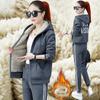 Thickened and Velvet Casual Suit Mother Autumn and Winter Clothes Middle-aged and Elderly Women's Jacket Two-piece Suit