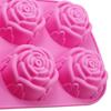 Kuchenform 3D Wiederverwendbar 6-Mulden Antihaft Rosenblütenform Fondantform Für Küche Silikon