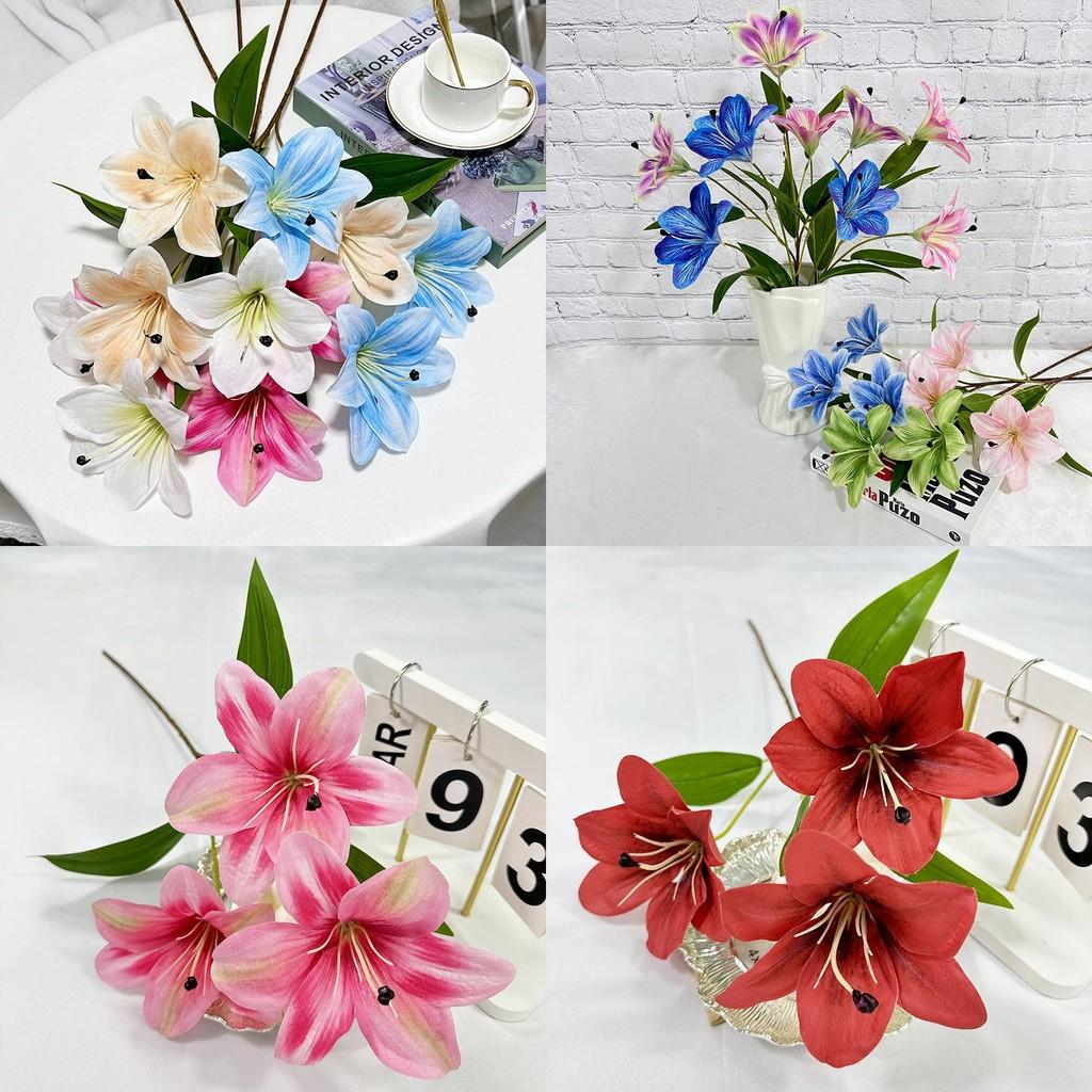 Decorative Lily Silk Flowers For Bridal Event Home Decor Photography Studio Gift For Teens