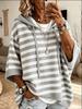 2026 European & American Women's Knit Hooded Drawstring Sweatshirt Woolen Outerwear
