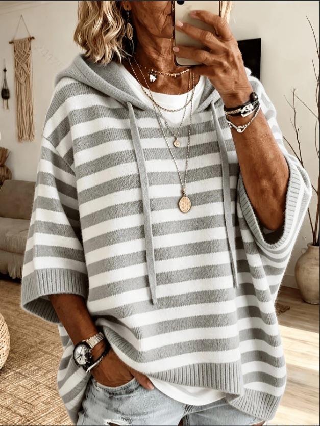 2026 European & American Women's Knit Hooded Drawstring Sweatshirt Woolen Outerwear