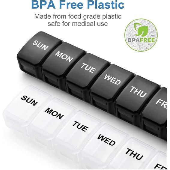 Pill Dispenser Travel Weekly Pill Case, 7 Day Pill Organizer, Daily Pocket Pill Holder for Pills/Vitamin/Fish Oil/Supplements