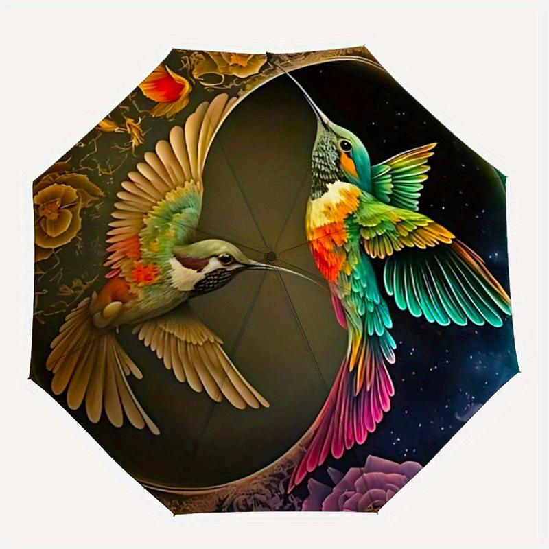

1pc Hummingbird Floral Design Automatic Opening/closing Umbrella with Auto Open/Close, Windproof, Foldable Sunshade yy250811197