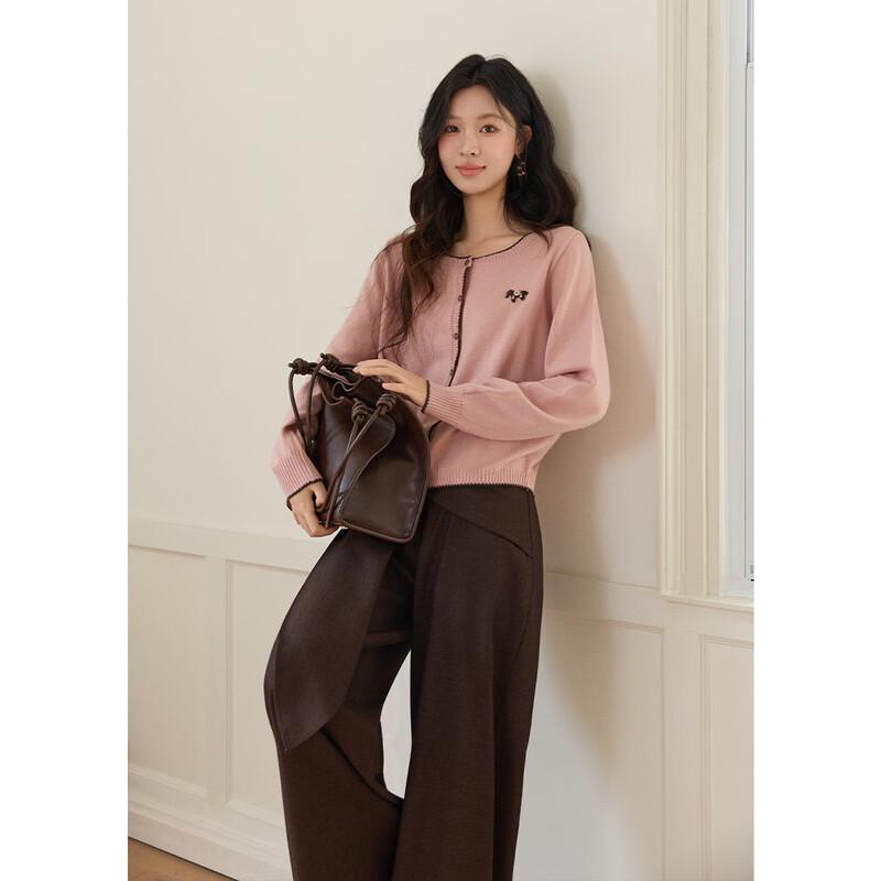 Miu Show Success Collection Embroidered Round Neck Cardigan