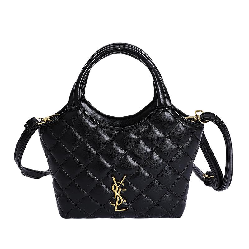 

Корейская ретро женская сумка кроссбоди с ромбовидным узором - Универсальная сумка-тоут и сумка через плечо для通勤 на осень/зиму чёрный