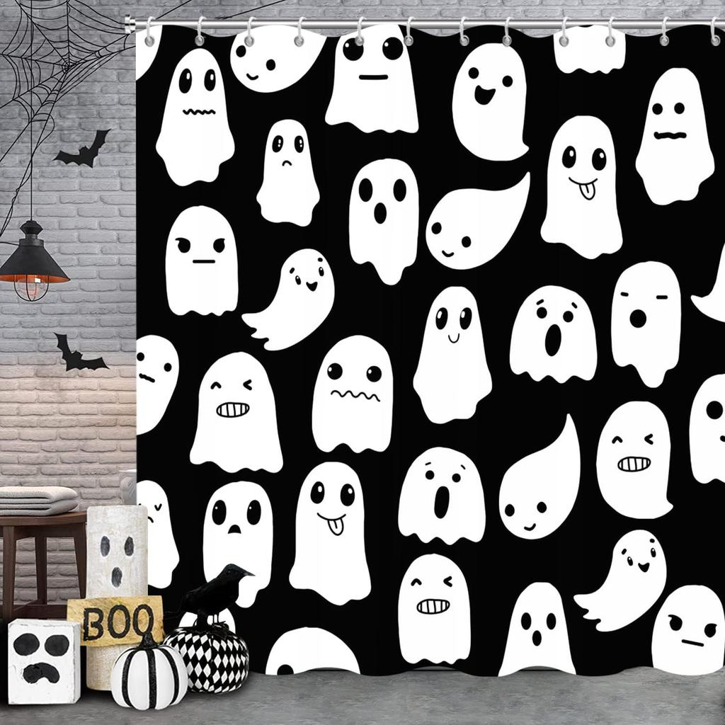 Halloween Shower Curtain, Vintage Gothic Spooky Funny Skull Skeleton Get Naked Bathroom Curtain Home Decor Waterproof Fabric