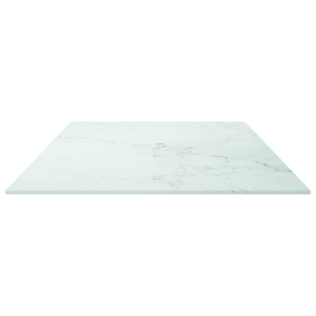 White Table Top 100 x 50 cm 6 mm Tempered Glass with Marble Effect