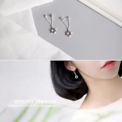 Women's Silver Needle Earrings Daily W118