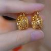 2024 High-End Coffee Crystal Geometric Ear Cuffs: Elegant French Fashion Earrings for Women.