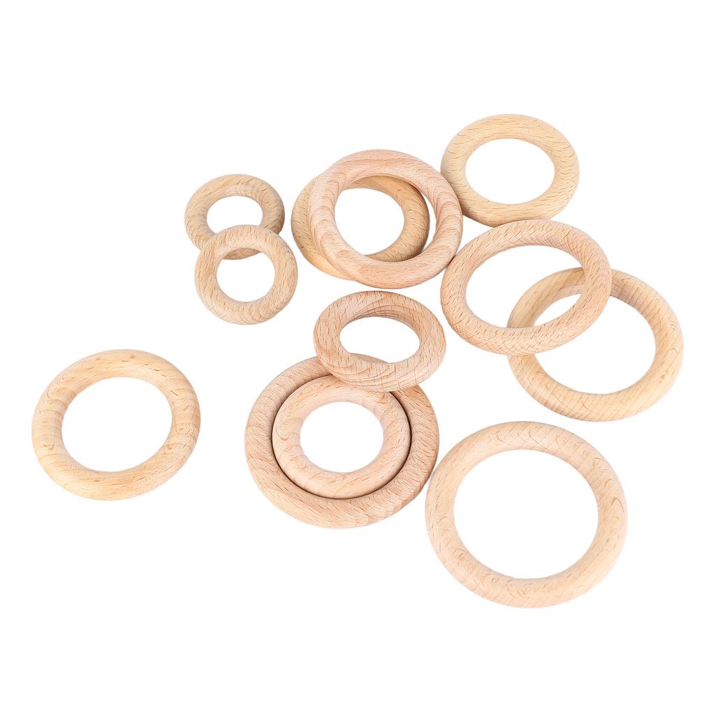12Pcs Wooden Rings 6 Different Sizes Natural Wood Rings Unfinished Wooden Rings for Crafts Macrame Jewelry Making