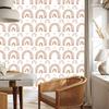 Rainbows and Butterflies Boho Wallpaper, Orange and Light Gray, 50x1000