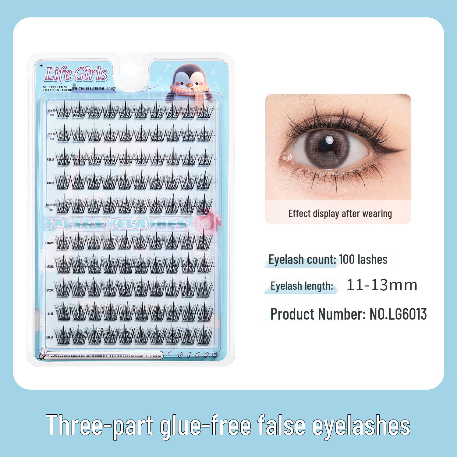 Adhesive-Free Self-Adhesive False Eyelashes for Lazy Girls - Dense & Curly with Transparent Jelly Strip