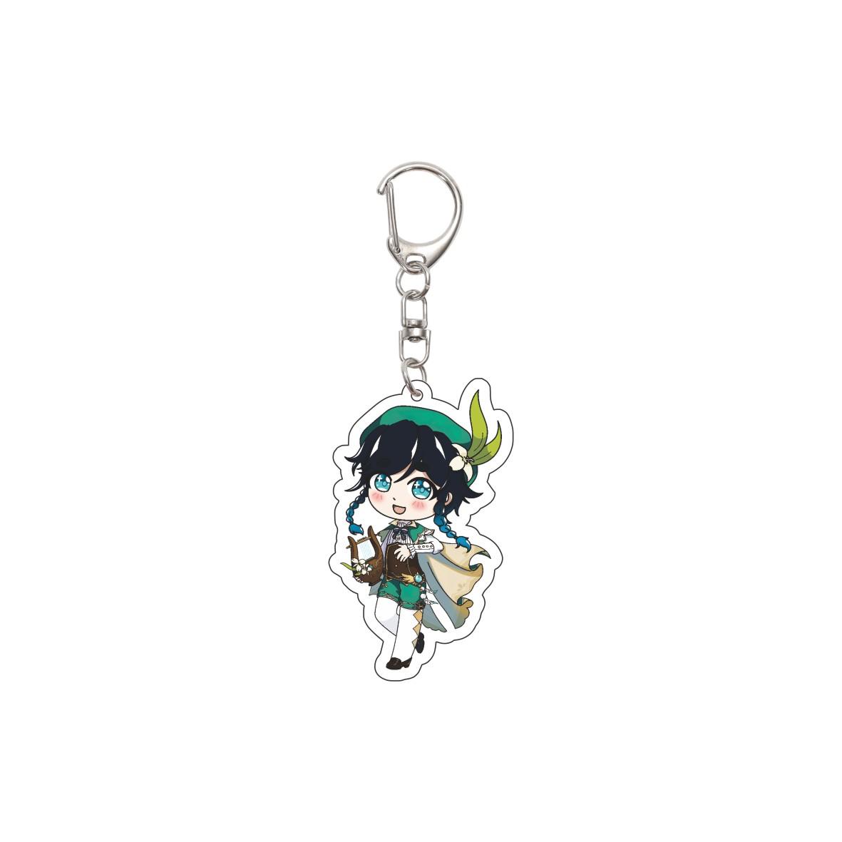 

55MM Anime Genshin Impact Keychain Barbatos Key Chain Acrylic Model Plate Christmas Gifts 55MM