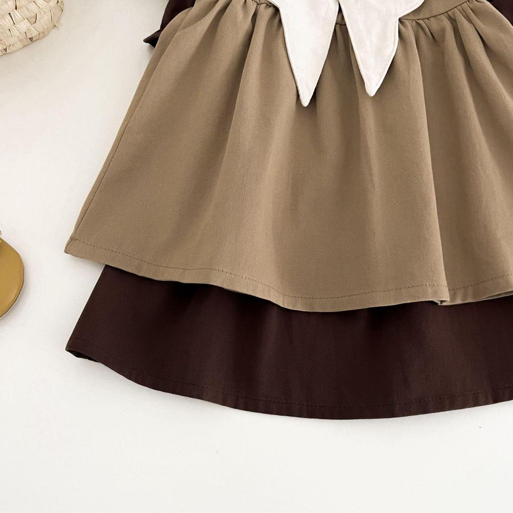 Retro Sommerkleid für Kleinkinder mit Peter-Pan-Kragen und kurzen Ärmeln