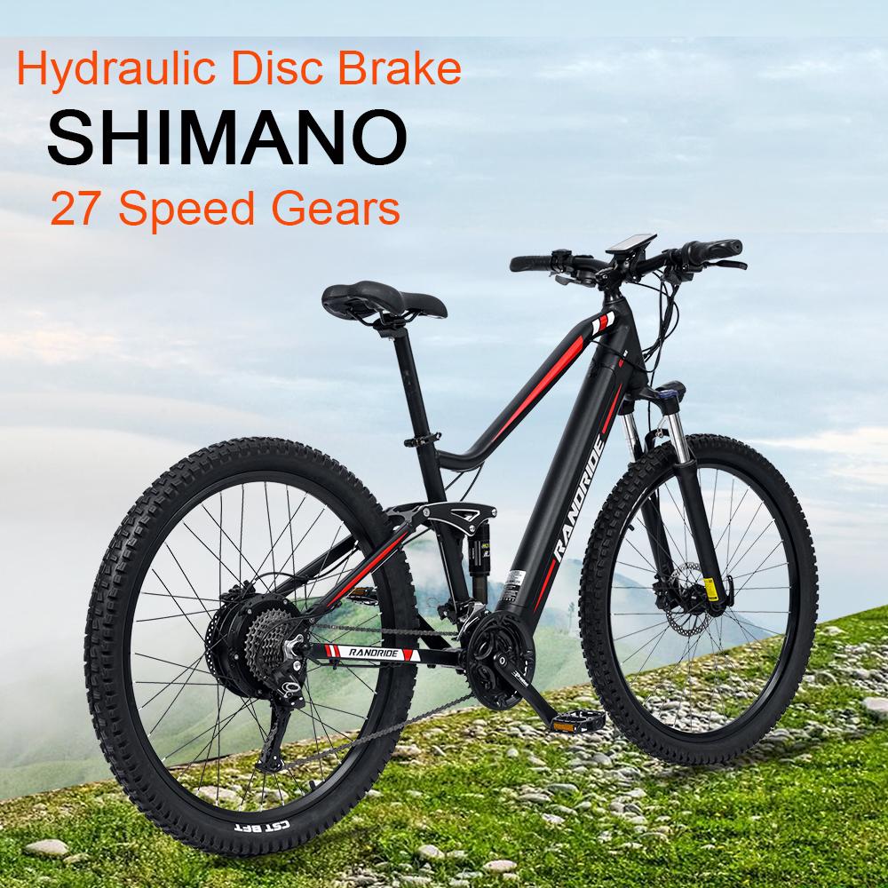 RANDRIDE YS90 27,5 Zoll Elektrofahrrad Mann Vollfederung Mountainbike SHIMANO Hydraulikbremse 48V1000w E-Bike für Erwachsene