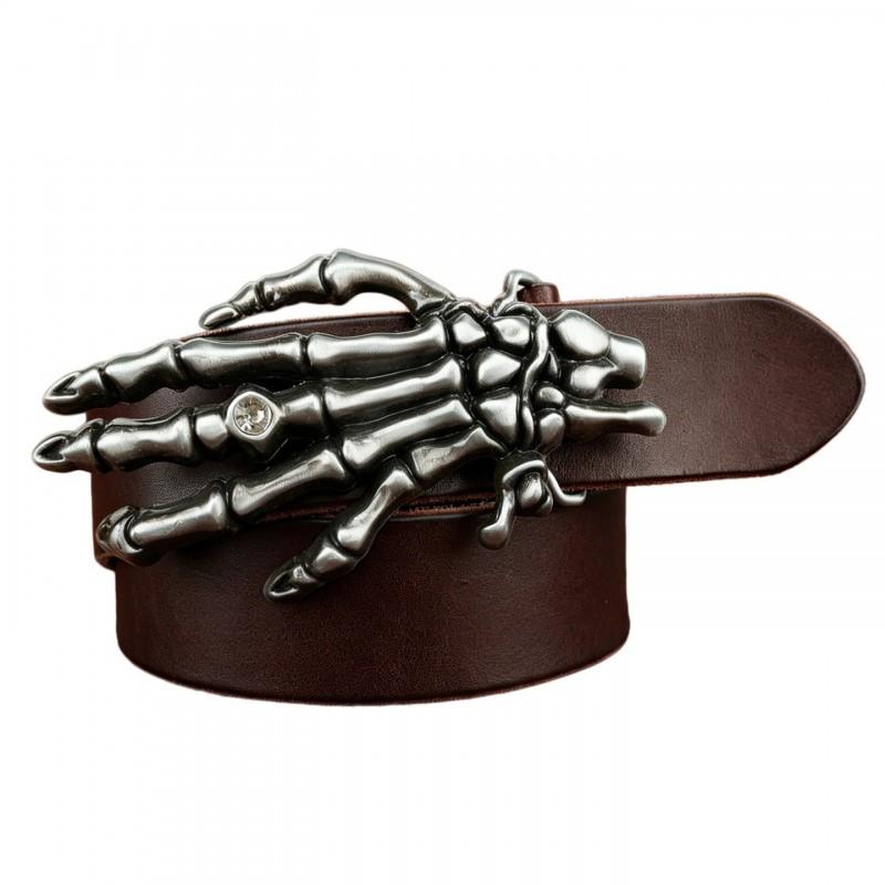 Western Cowboy Skull Hand Rose Embossed Belt Men Women Jeans Dresses
