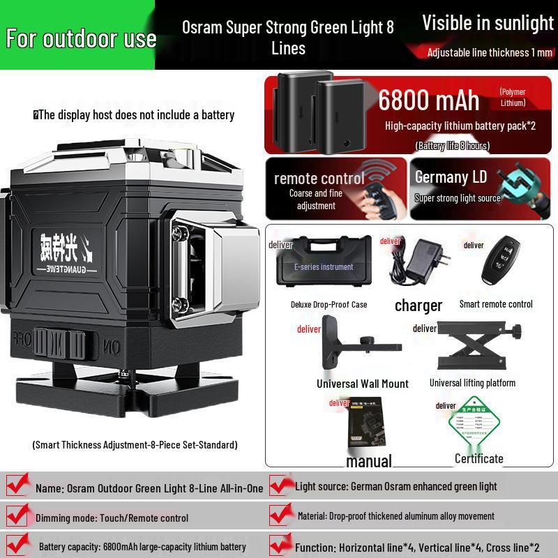 High-Precision Self-Leveling Green Laser Line Projector