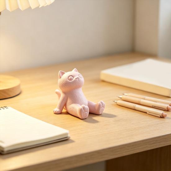 Durable Pla Phone Dock Cute Cat Stand, 3D Printed Lying Desk Holder for Cell Desktop Decor Tablet, Mount Home Office Decor, Gift Lovers Hands