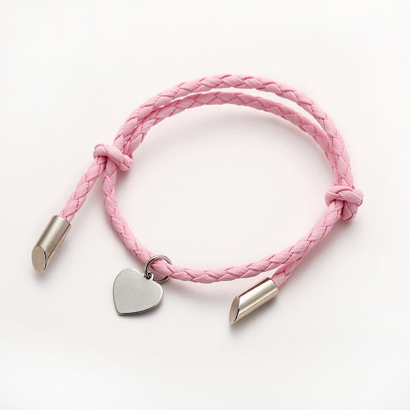 European and American PU Rope Bracelet for Couples and Friends, Customizable Engraving, Unisex Jewelry.