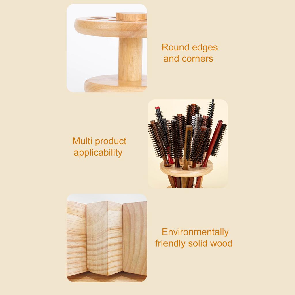 Rubber Wood Rotating Storage Rack Hairdressing Scissors and Comb Multi-Purpose Storage Rack for Home Salon Use