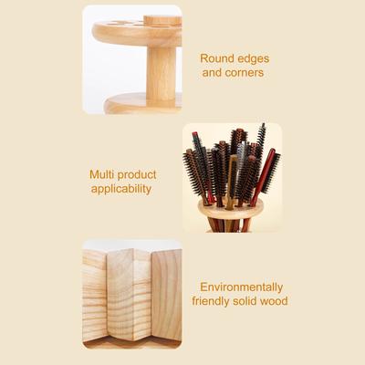 Rubber Wood Rotating Storage Rack Hairdressing Scissors and Comb Multi-Purpose Storage Rack for Home Salon Use