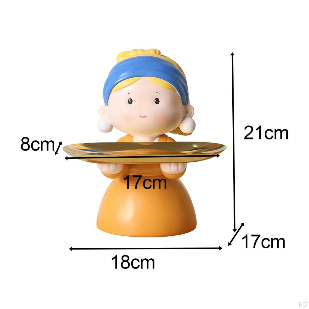 Girl Figurine Statue Vanity Tray Key Holder Jewelry Display Fruit Toiletries Candies Sculpture