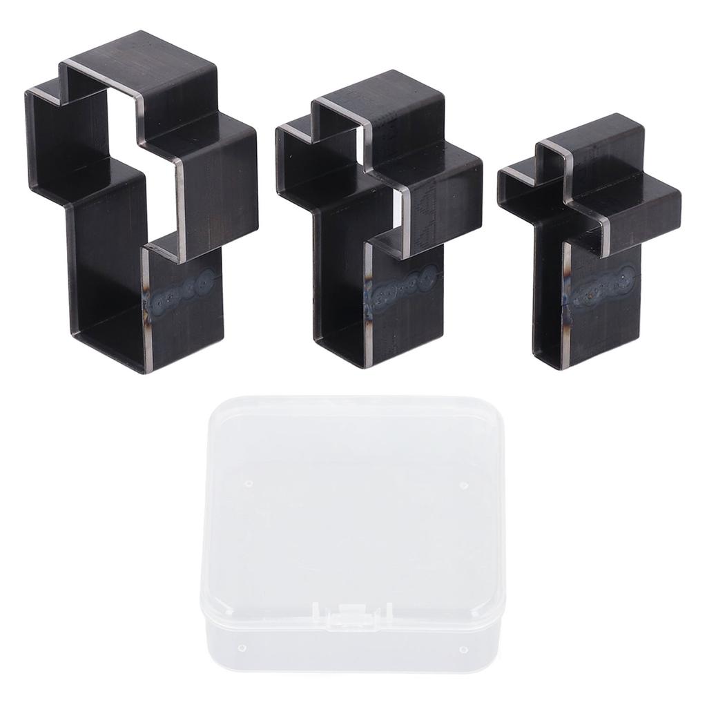 3PCS Crossed Shape Cutting Dies Crossed Shape Hollow Punch Cutter Set for Leather Crafts 69mm 61mm 53mm Height