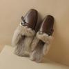 Fashion New Black Brown Autumn Winter Plush Warm Casual Shoes Women's Fashionable and Comfortable Low Heeled Cowhide Warm Cotton Shoes