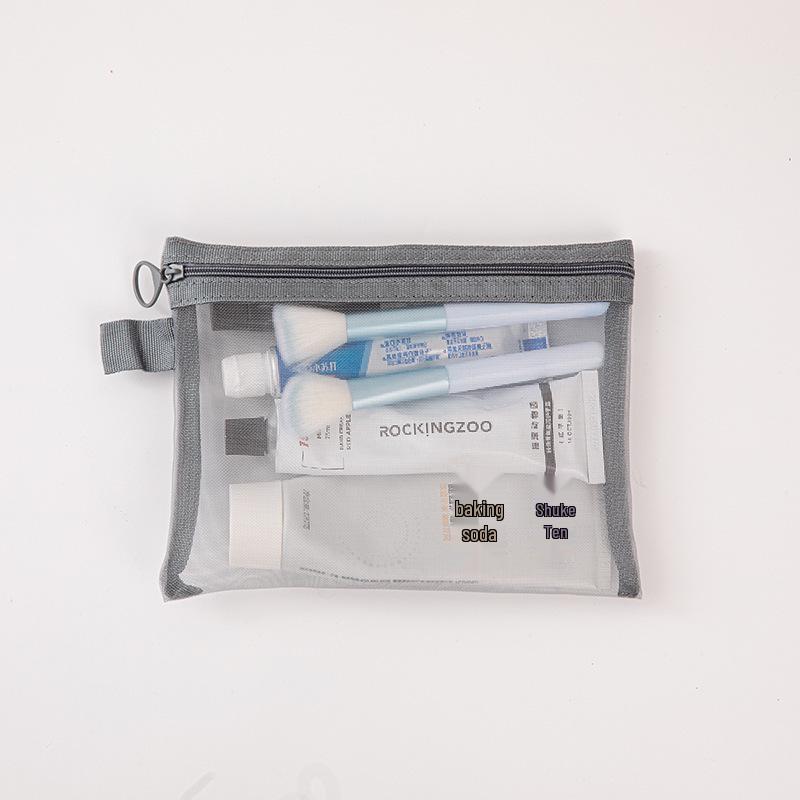 Large Capacity Nylon Mesh Transparent Makeup and Toiletry Bag - Ideal for Travel and Business Trips.