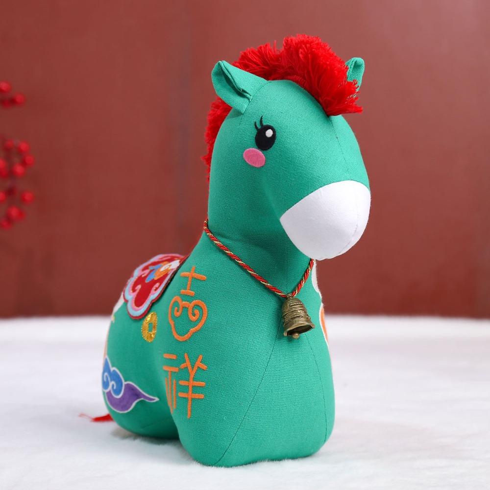 Stuffed Animal Chinese Horse Mascot Embroidery New Year Blessing Souvenir  Festival Decoration