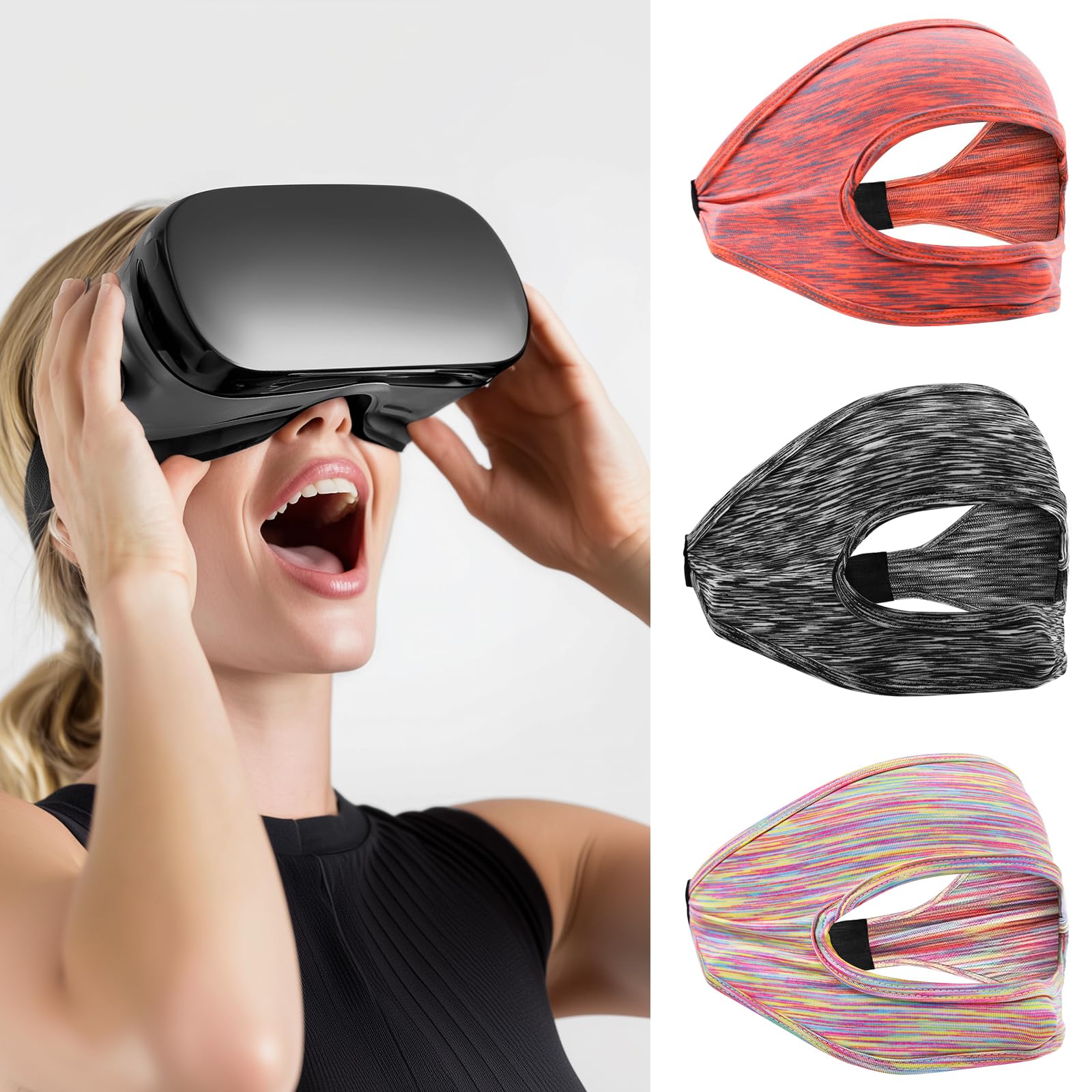 

VR Eye Masks for Washable Eye Adjustable Available in Black and Orange [Ygmylandbb] 3-Pack Goggles, Masks, Breathable, Quick-Drying, Soft, Size,