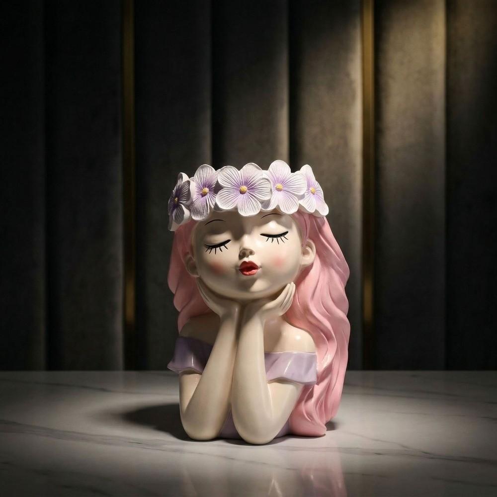 Desktop Storage Girl Shape Planter Decoration Fairy Flowerpot Sweet Flower Container Table
