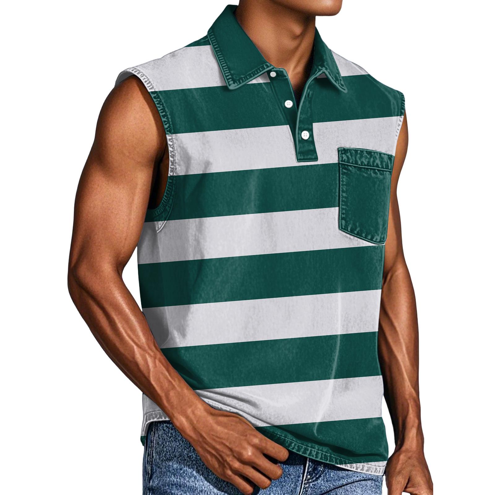 

Мужской повседневный жилет без рукавов с карманом и пуговицами на воротнике XXXXL