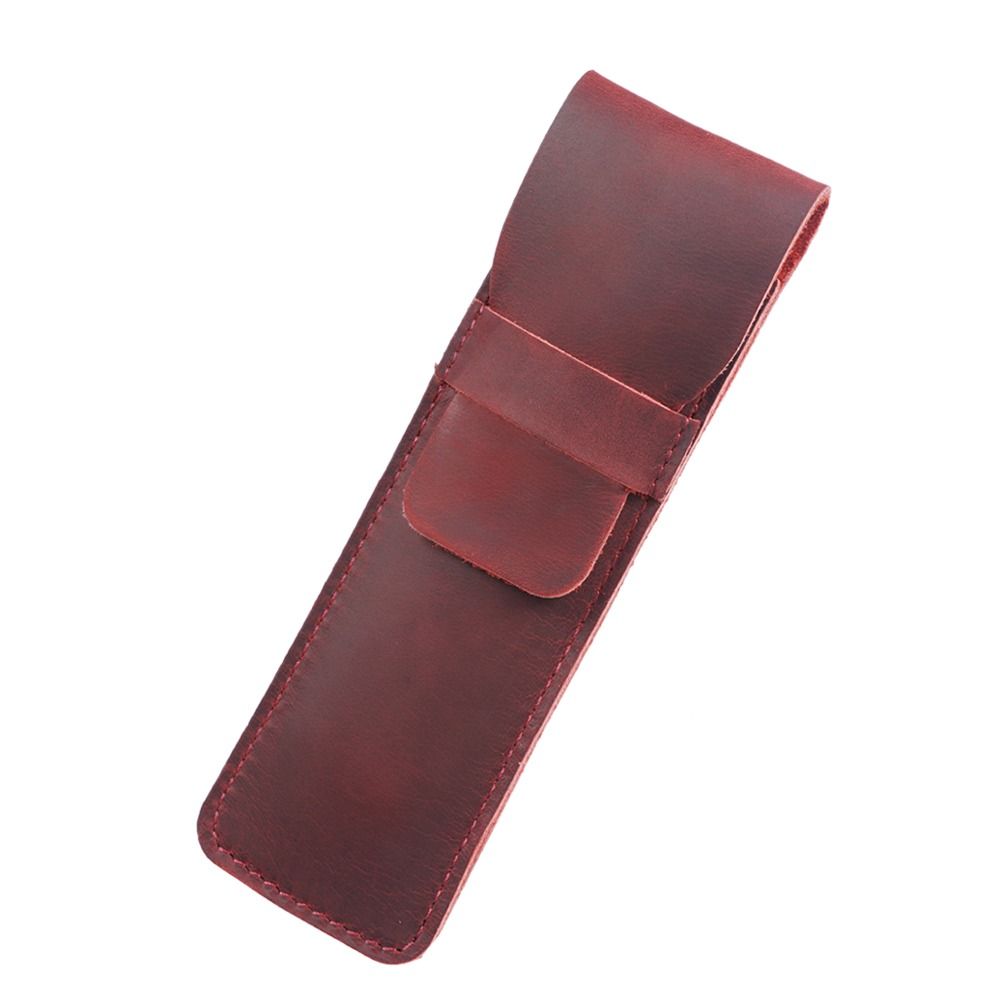 

Ретро шкіряний тримач для ручок з натуральної шкіри 5 кольорів тримач для олівців Коричневий чохол для авторучок Офіс Wine Red-Small