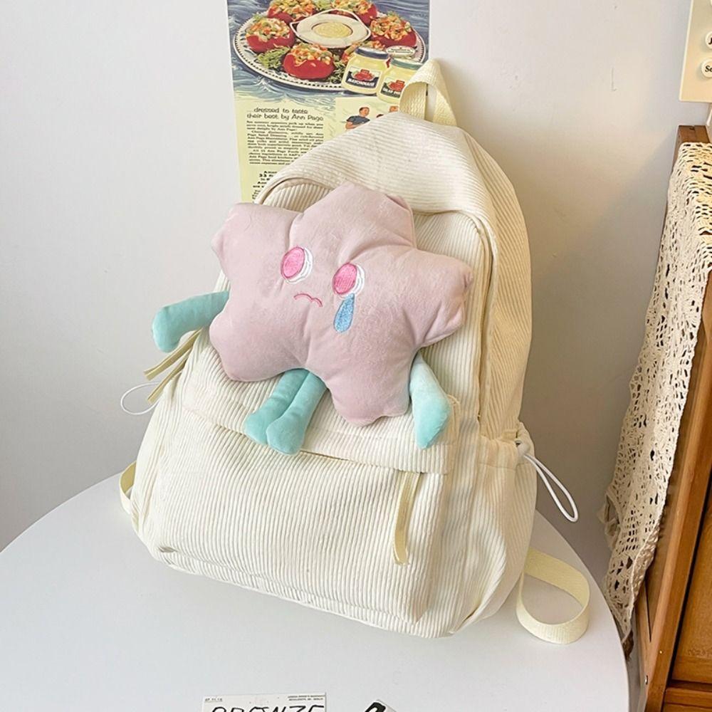 Plush Doll Corduroy Shoulders Bag Creative Student Schoolbag Sweet Plush Star Backpack  School