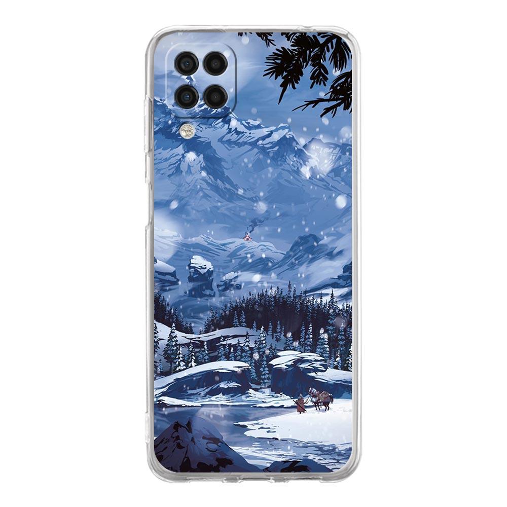 Clear Phone Case for Samsung Galaxy A13 A51 A71 A21S A12 A11 A31 A52 A41 A23 A53 A73 A32 5G A03S Cover Snowy Mountain Christmas
