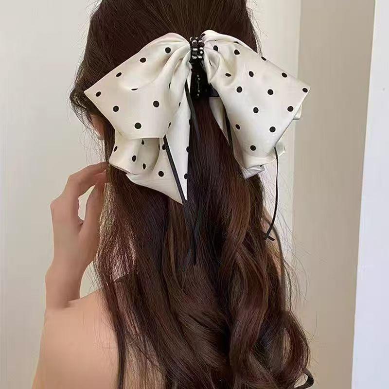 2026 Französischer Polka-Dot-Schleifen-Klammerclip für Damen - Hochwertiges Luxus-Haaraccessoire