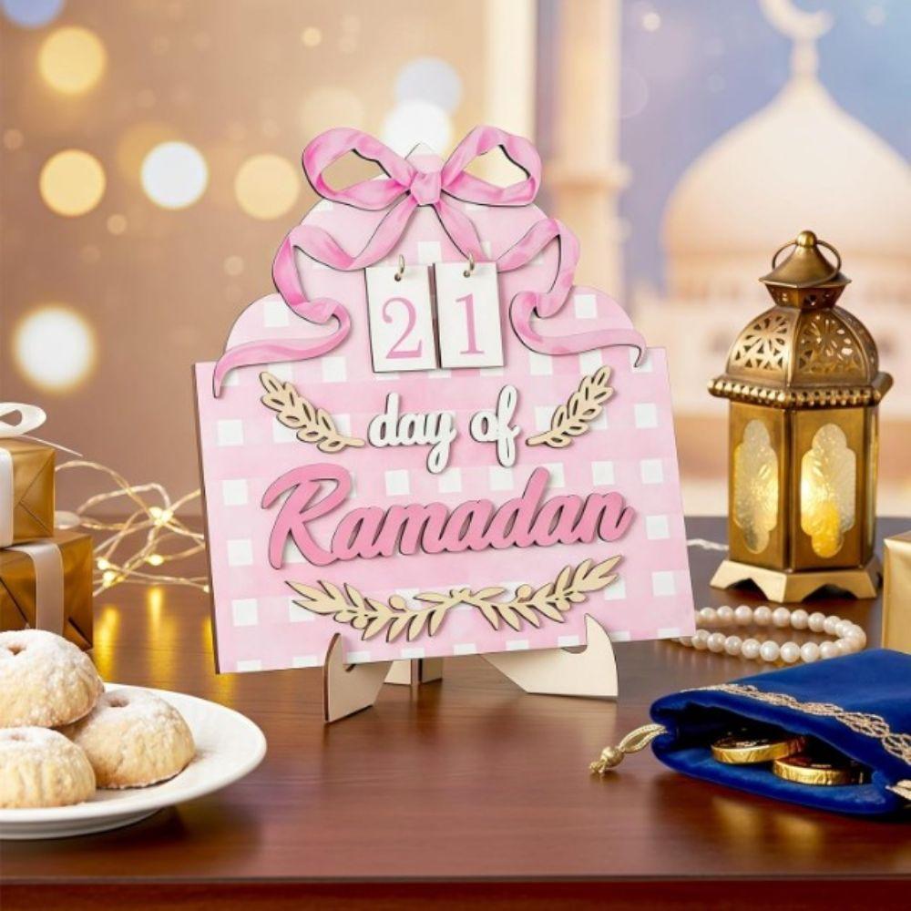Festival Ramadan Countdown Calendar Wooden Islamic Muslim Decor  Indoor Desk Accessory