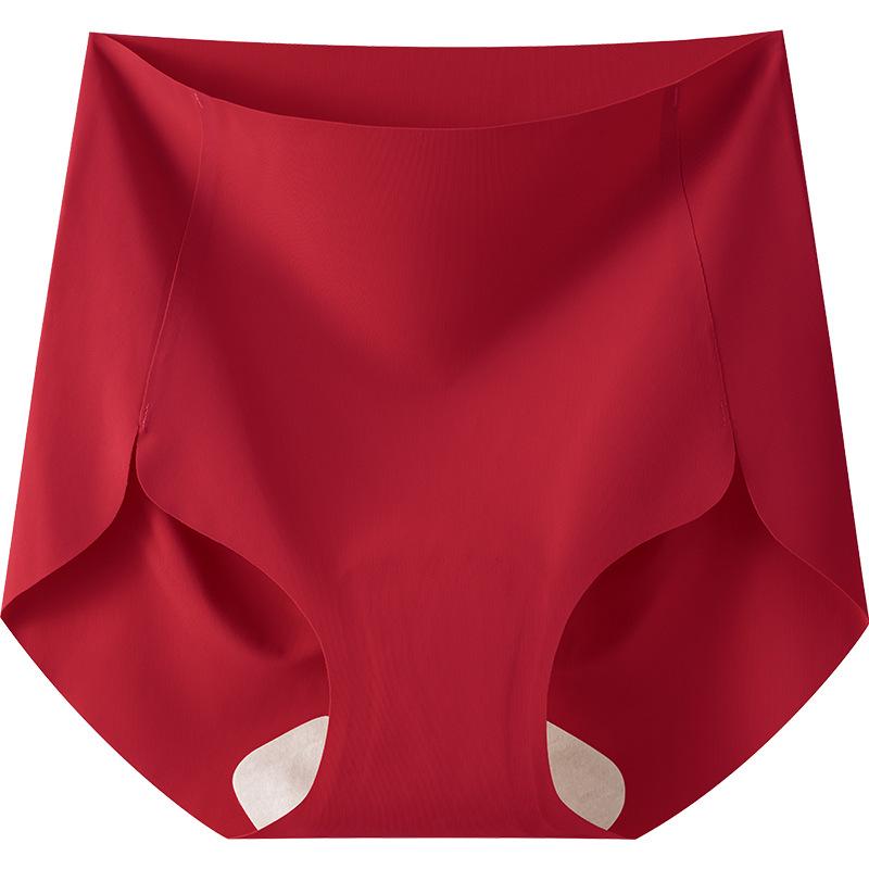 Big Size Female Red Life Year High Waist Split Anti Wear Leg Draw Abdomen Lift Hip Seamless Triangle Briefs