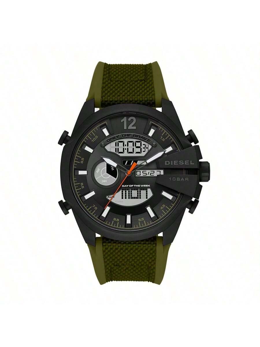 Diesel Clear Nylon Silicone Strap Men s Quartz Movement DZ4549 зелёный