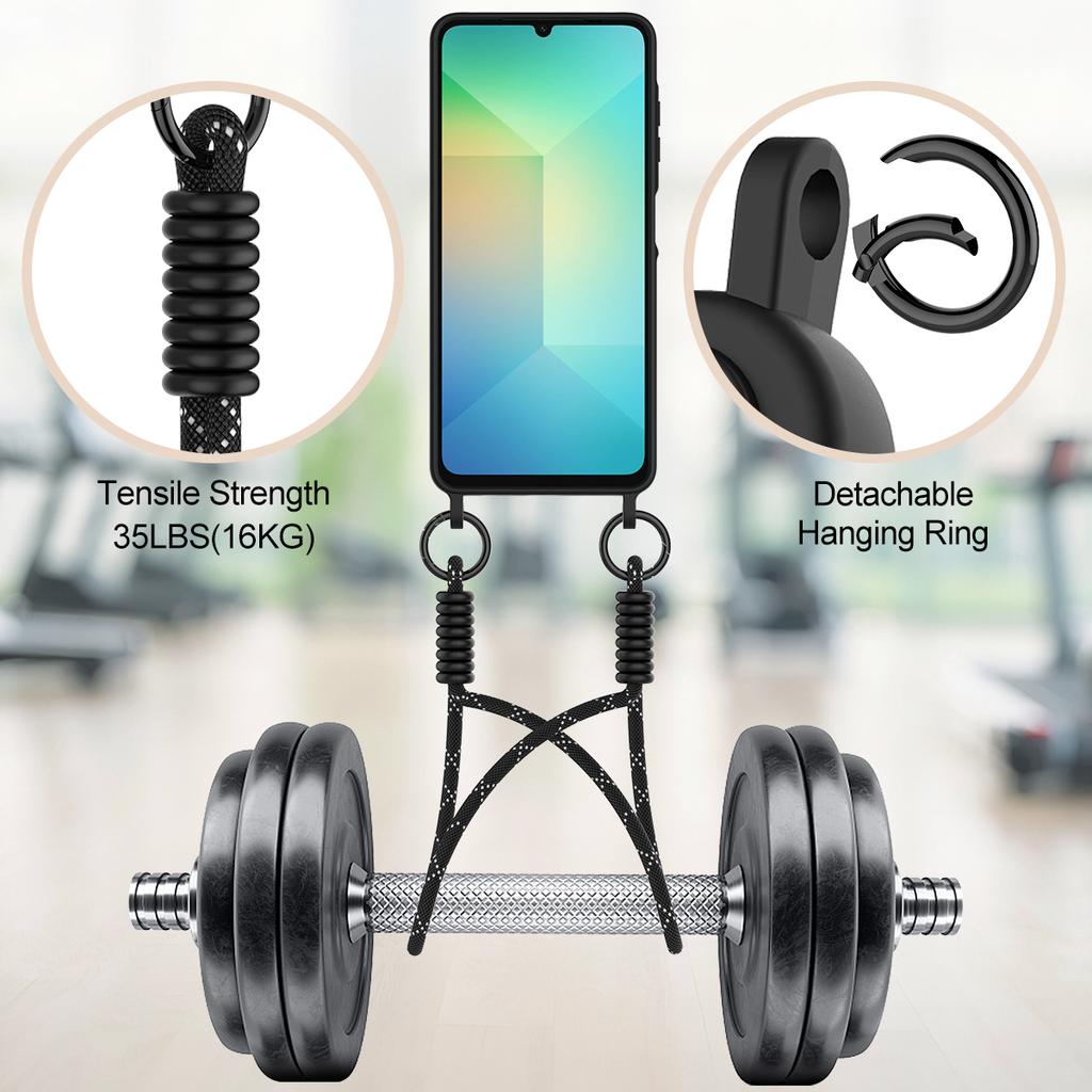 For Samsung Galaxy A06 5G Liquid Silicone Case Phone Back Cover with Card Holder and Short Strap