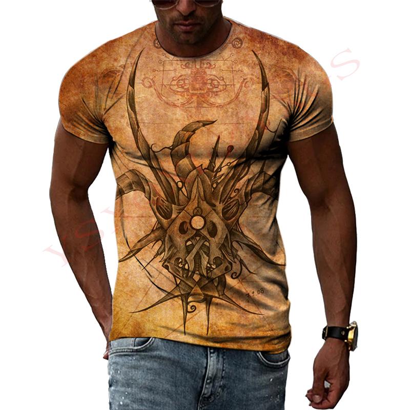 Taurus Story Domineering Fashion Original 3D Harajuku Printing Mighty Personality Men And Women Short-Sleeved Round Neck T-shirt