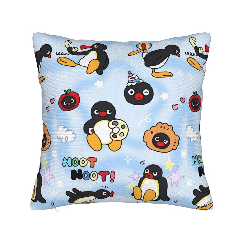 Noot Noot Poszewki na kwadratową poduszkę Pingu Pinga Pokrowiec na poduszkę z pingwinem Dekoracyjna poszewka na poduszkę do domu 18"x18"